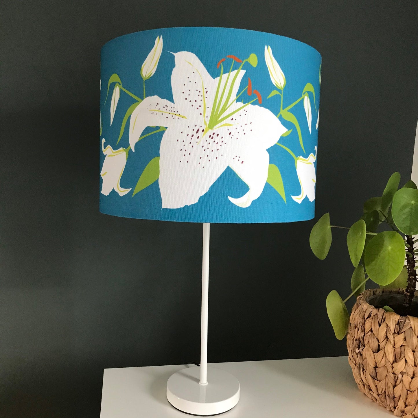 Teal lampshade, Lily lamp shade, turquoise shade for lamp by Alison Bick