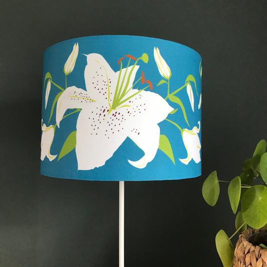 Teal lampshade, Lily lamp shade, turquoise shade for lamp by Alison Bick