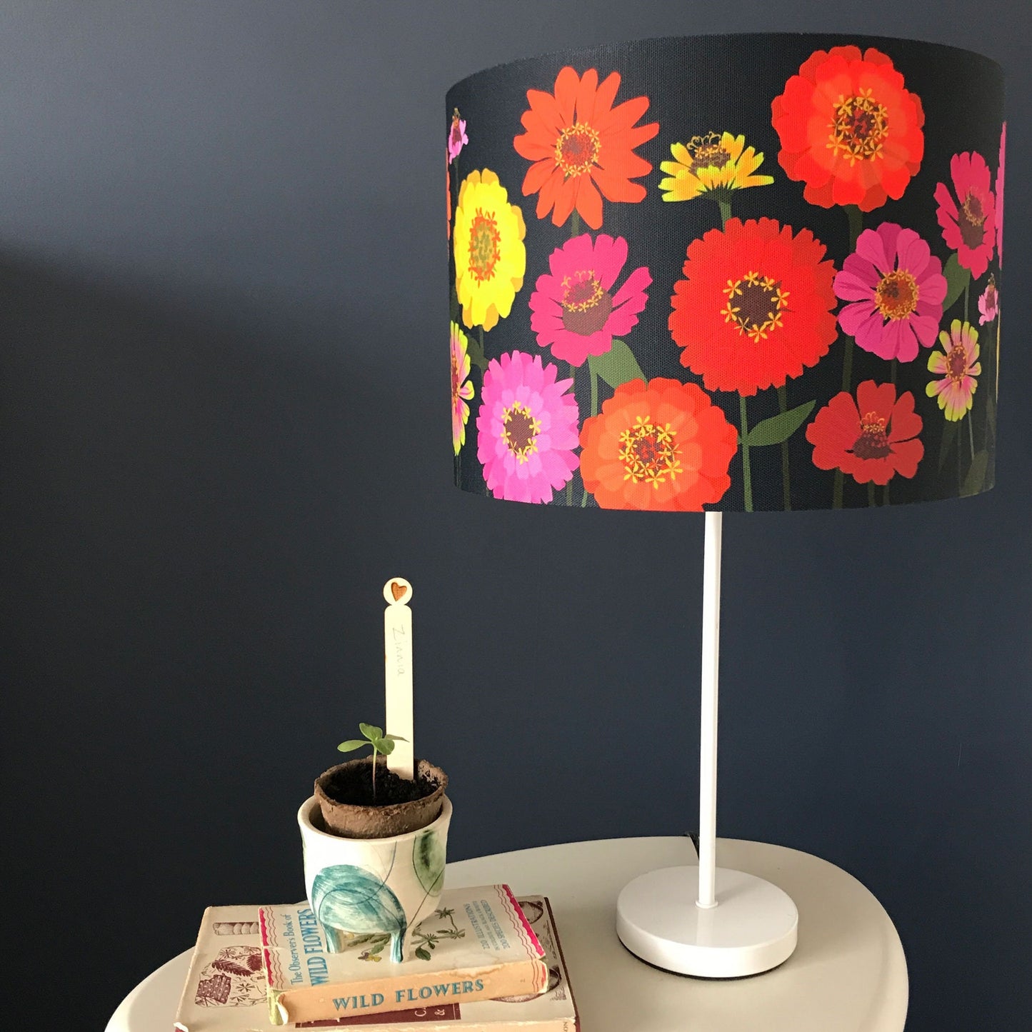 Zinnia Lampshade with bold colours and cheerful flowers