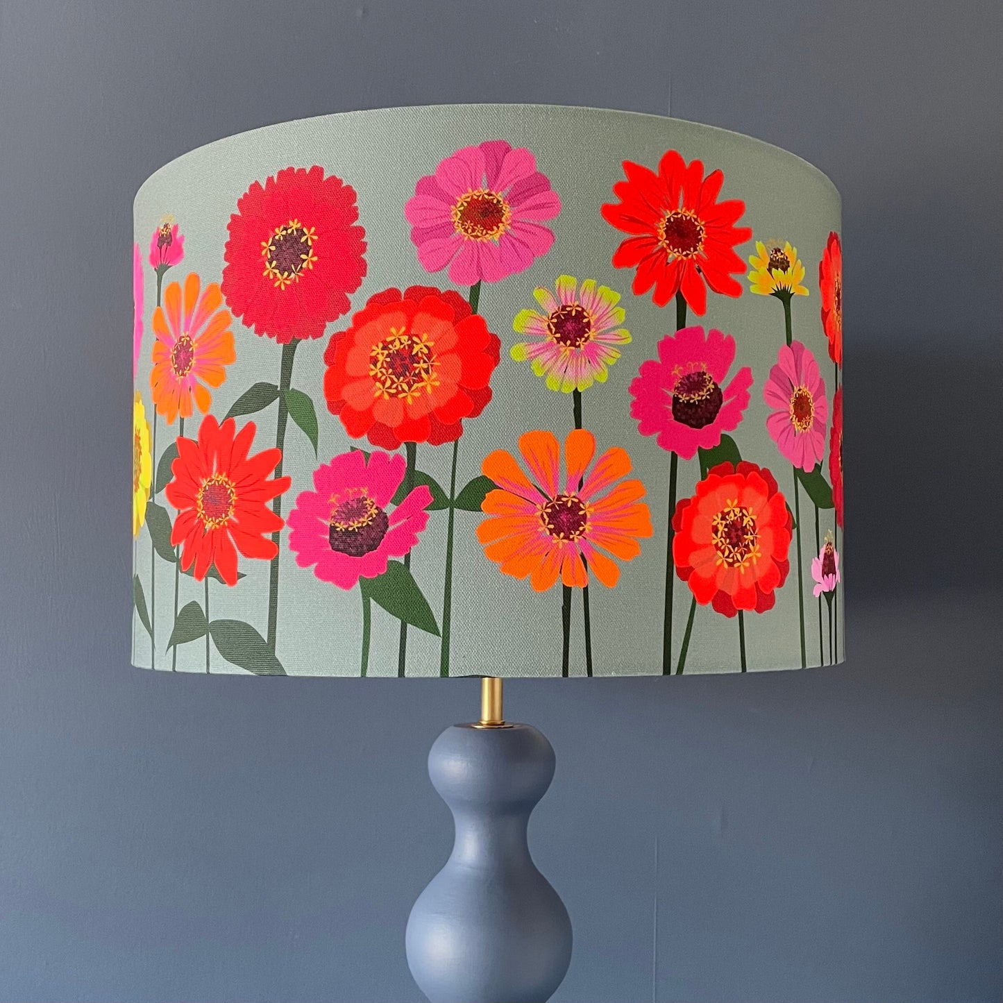 Zinnias Grey Lampshade