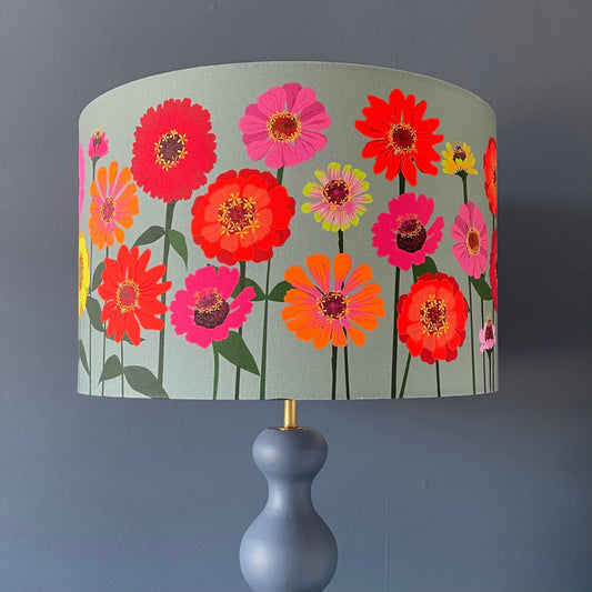 Zinnias Grey Lampshade