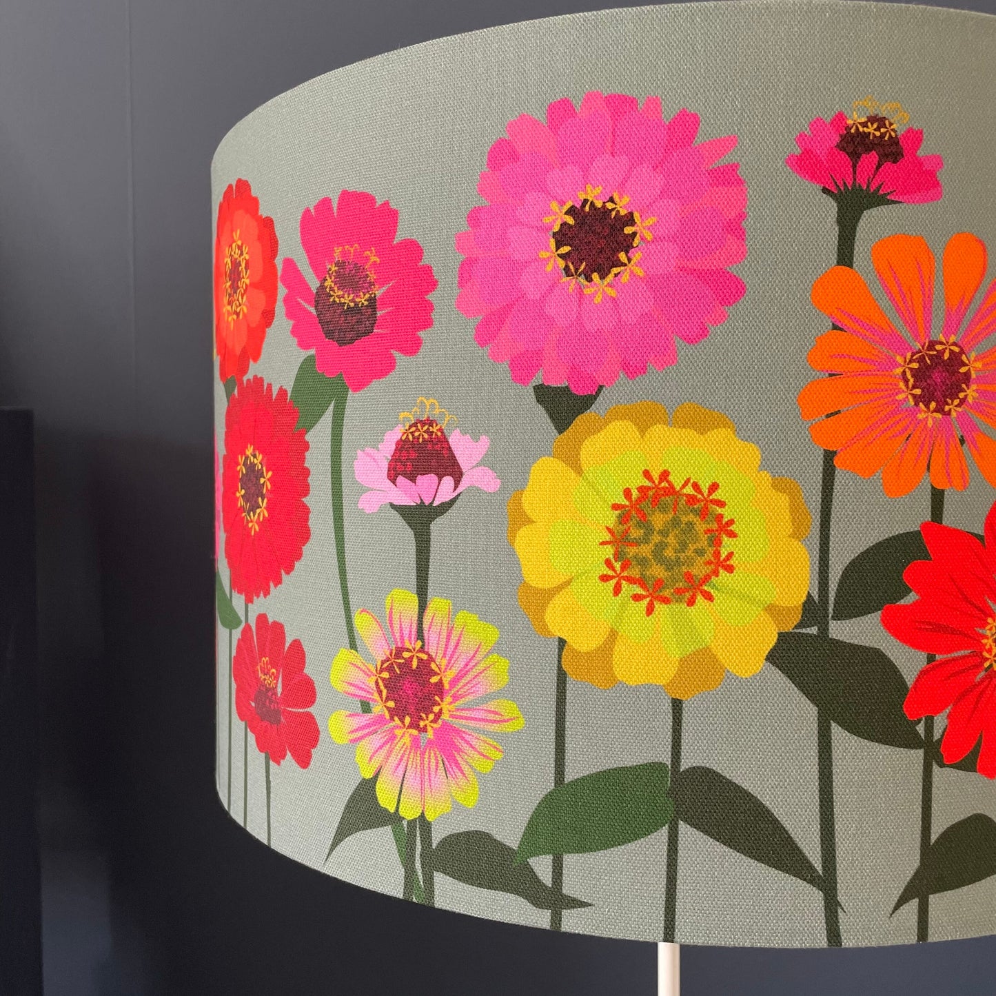 Zinnias Grey Lampshade