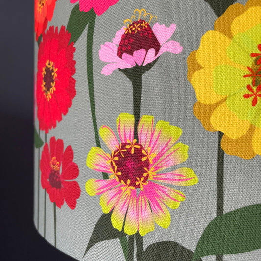 Zinnias Grey Lampshade