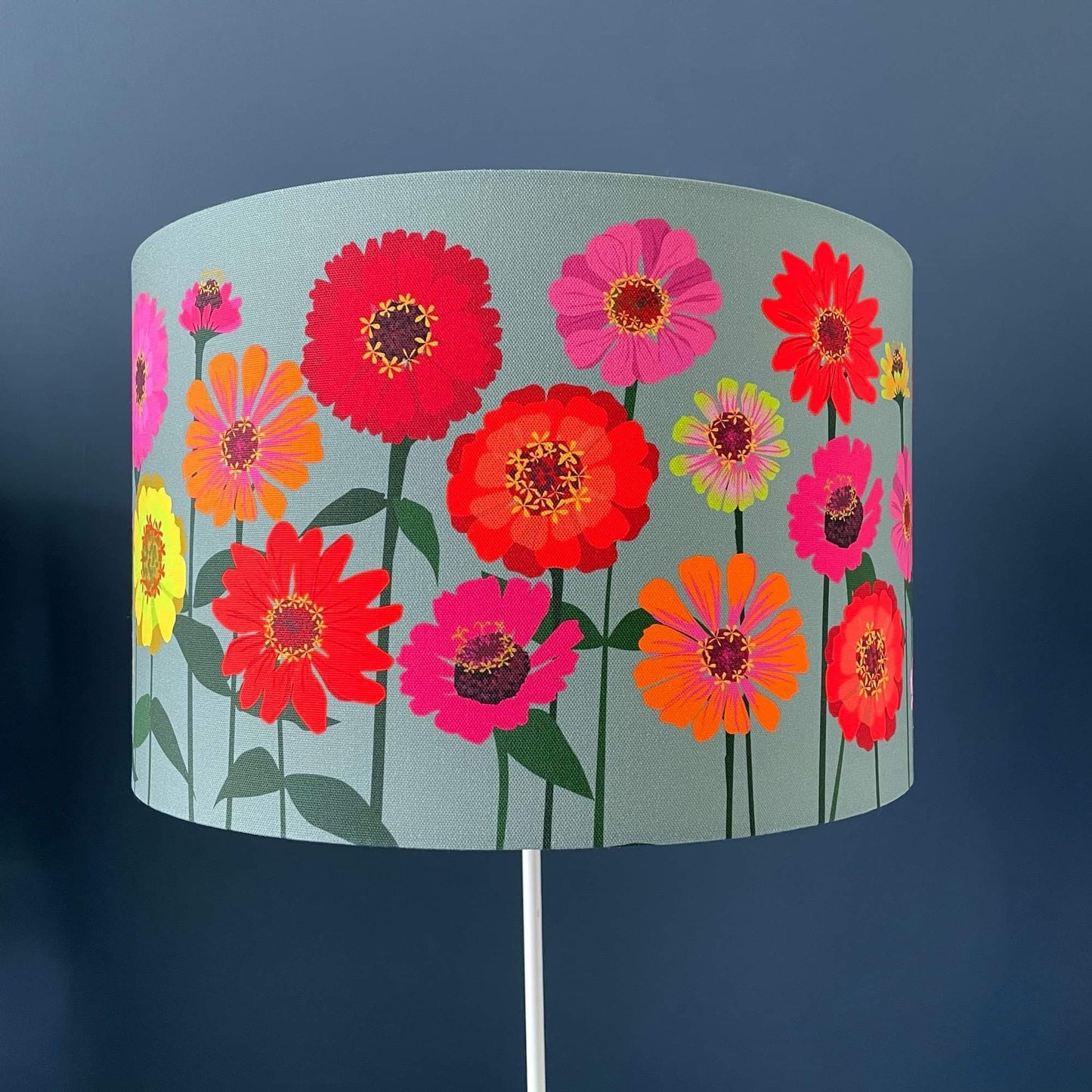 Zinnias Grey Lampshade