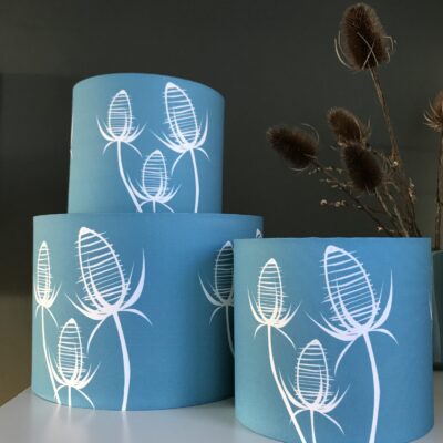 Small Blue Teasel Lampshade