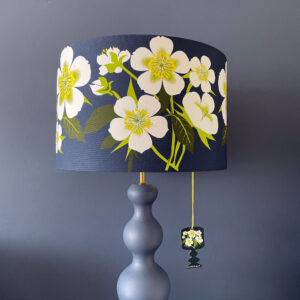 Dark Blue Hellebore floral lampshade