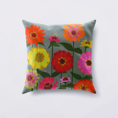 Zinnias Grey Cushion Cover only