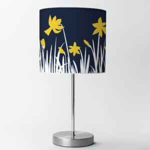 Daffodil Lampshade with Navy Blue background